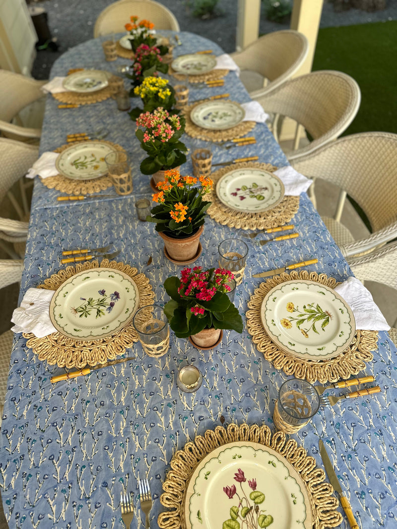 Capri Blue Fleurs Tablecloth-zoom-