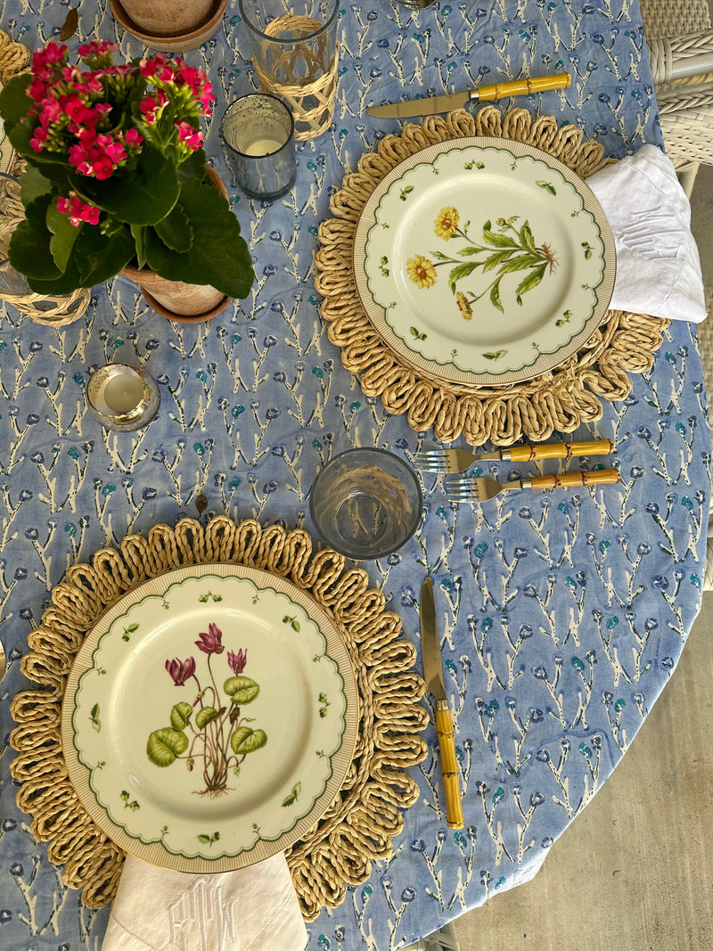 Capri Blue Fleurs Tablecloth-zoom-