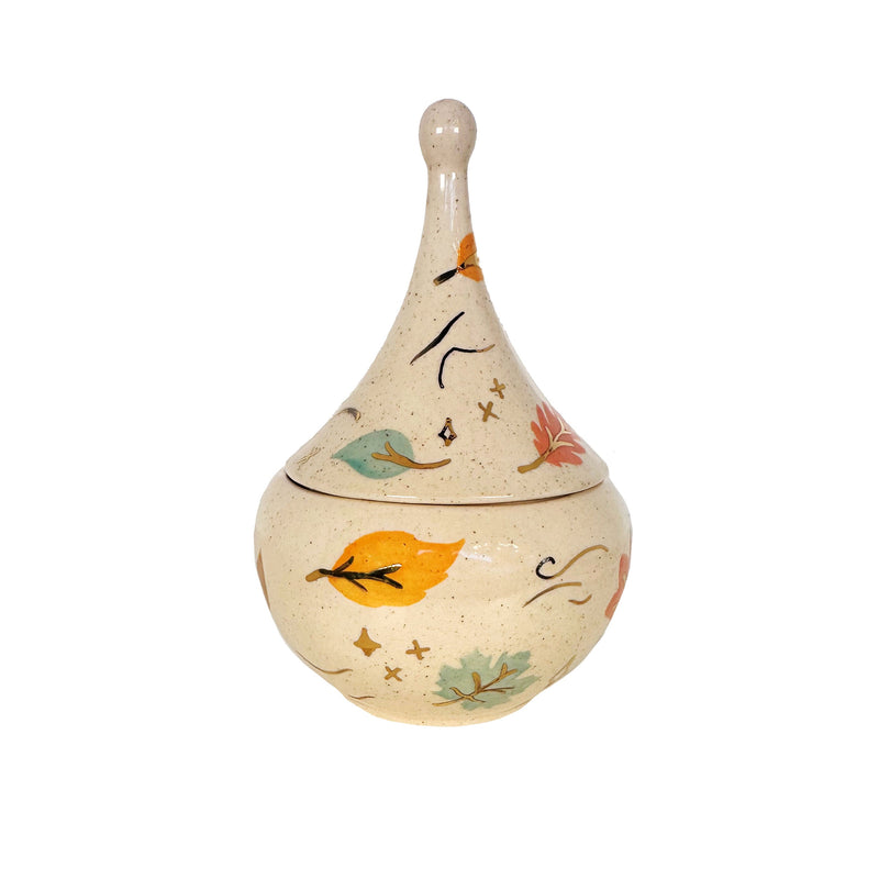 Wind & Leaves Speckled Teardrop Jar with 22k Gold Accents-zoom-