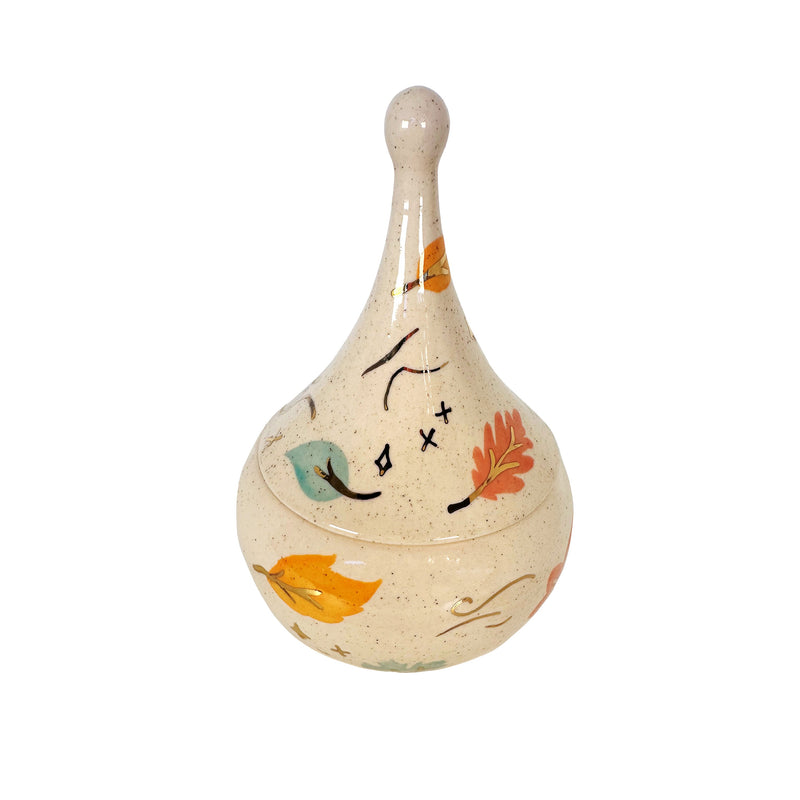 Wind & Leaves Speckled Teardrop Jar with 22k Gold Accents-zoom-