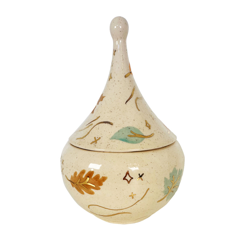 Wind & Leaves Speckled Teardrop Jar with 22k Gold Accents-zoom-