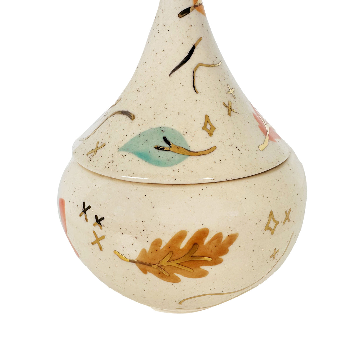 Wind & Leaves Speckled Teardrop Jar with 22k Gold Accents-zoom-7