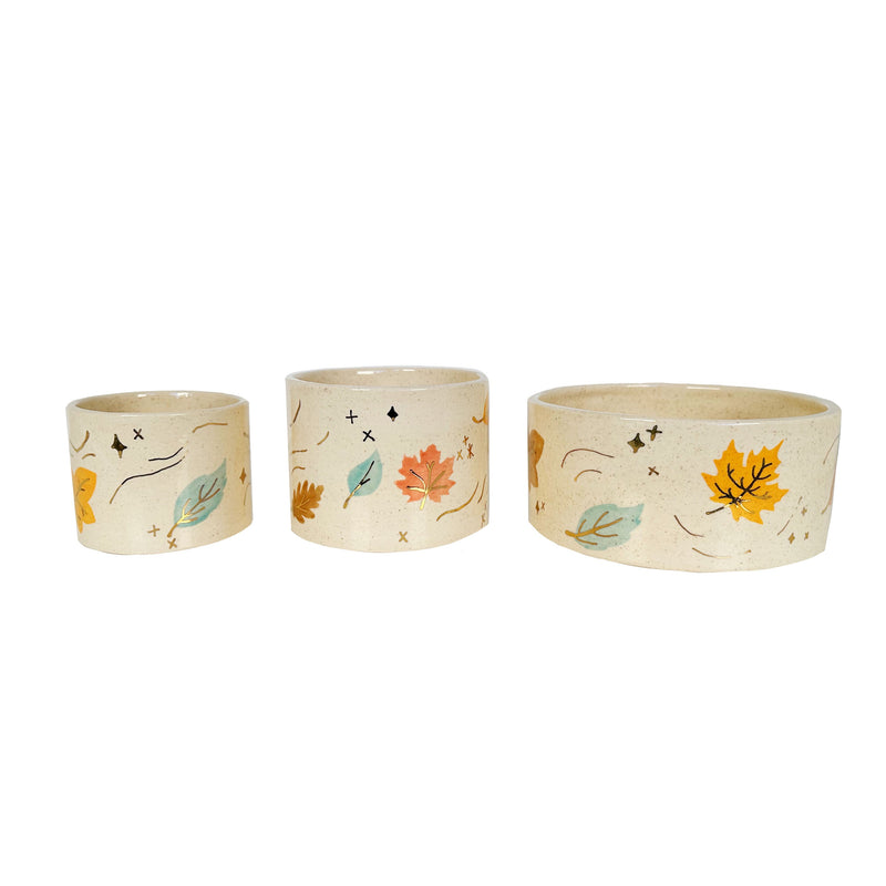 Wind & Leaves Speckled Vases with 22k Gold Accents and Optional Hand Poured Candle-zoom-