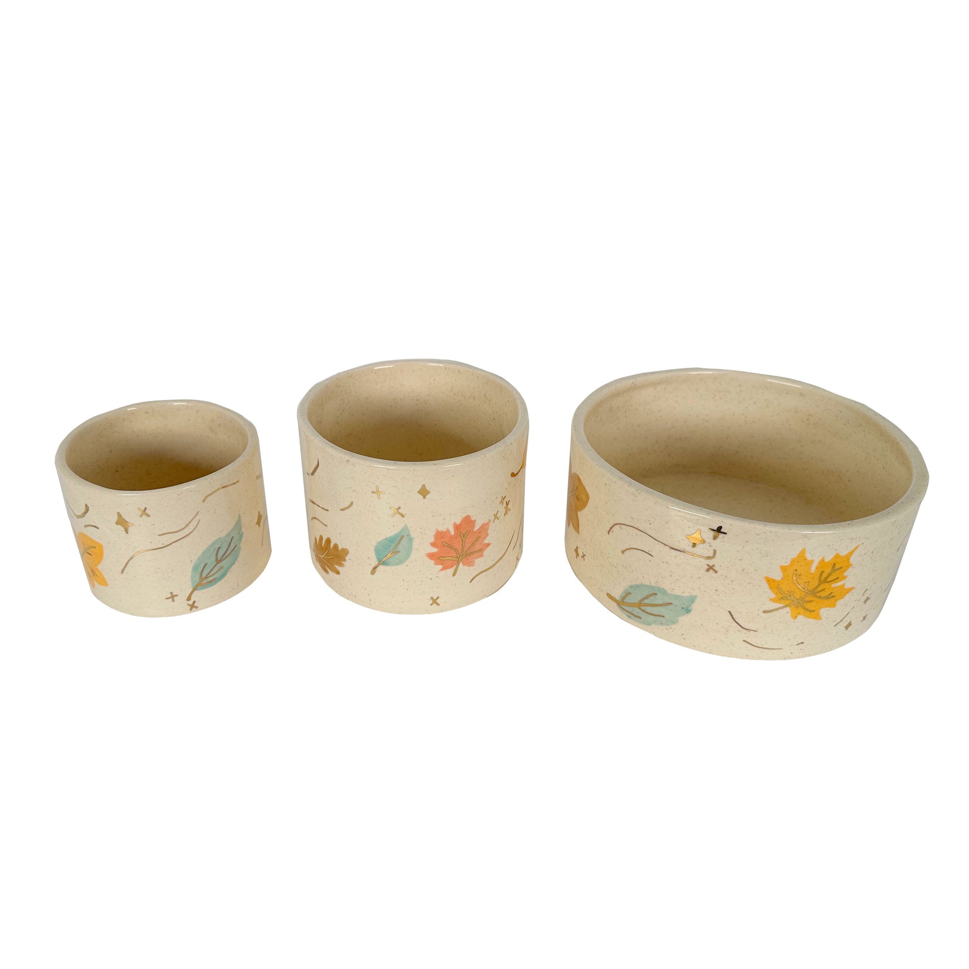 Wind & Leaves Speckled Vases with 22k Gold Accents and Optional Hand Poured Candle-2