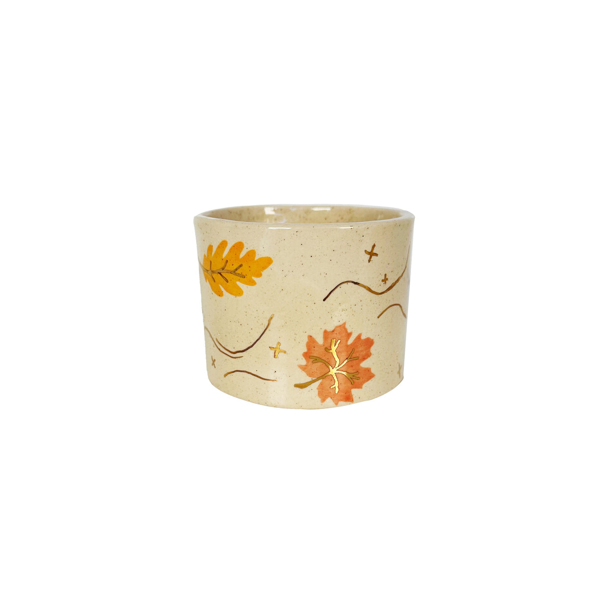 Wind & Leaves Speckled Vases with 22k Gold Accents and Optional Hand Poured Candle-3