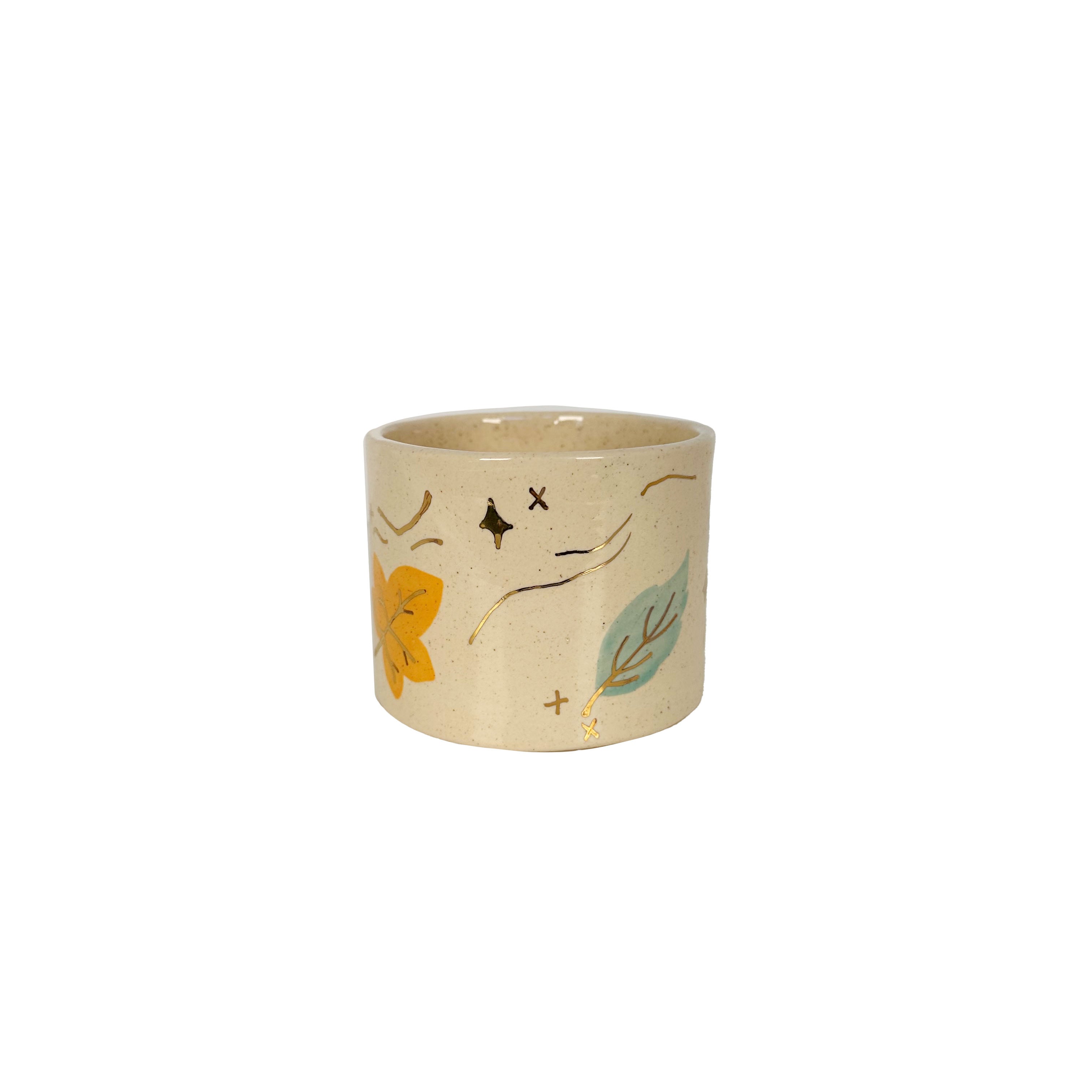 Wind & Leaves Speckled Vases with 22k Gold Accents and Optional Hand Poured Candle-zoom-4
