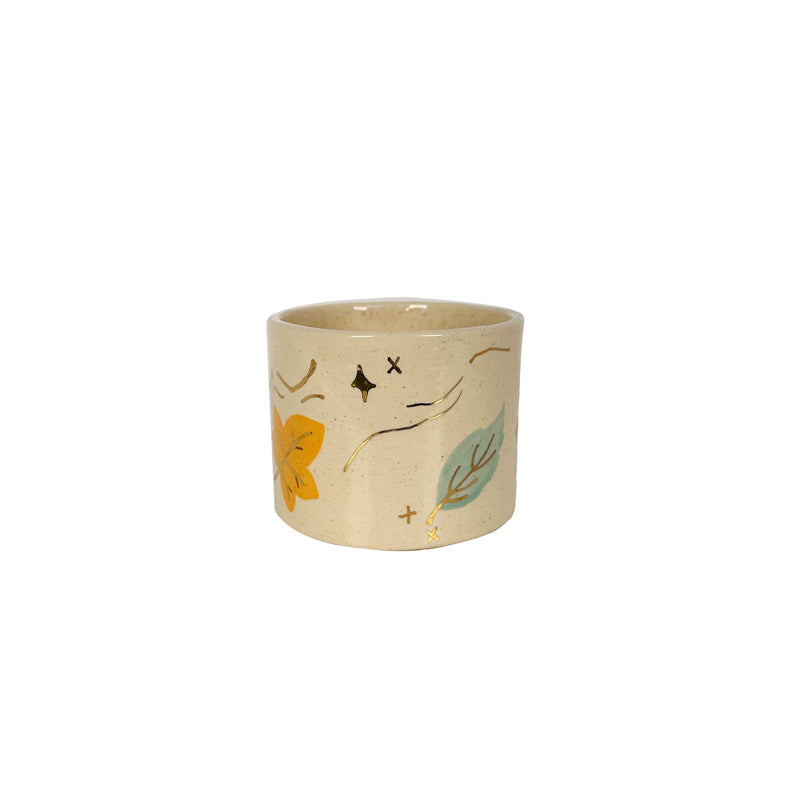 Wind & Leaves Speckled Vases with 22k Gold Accents and Optional Hand Poured Candle-zoom-