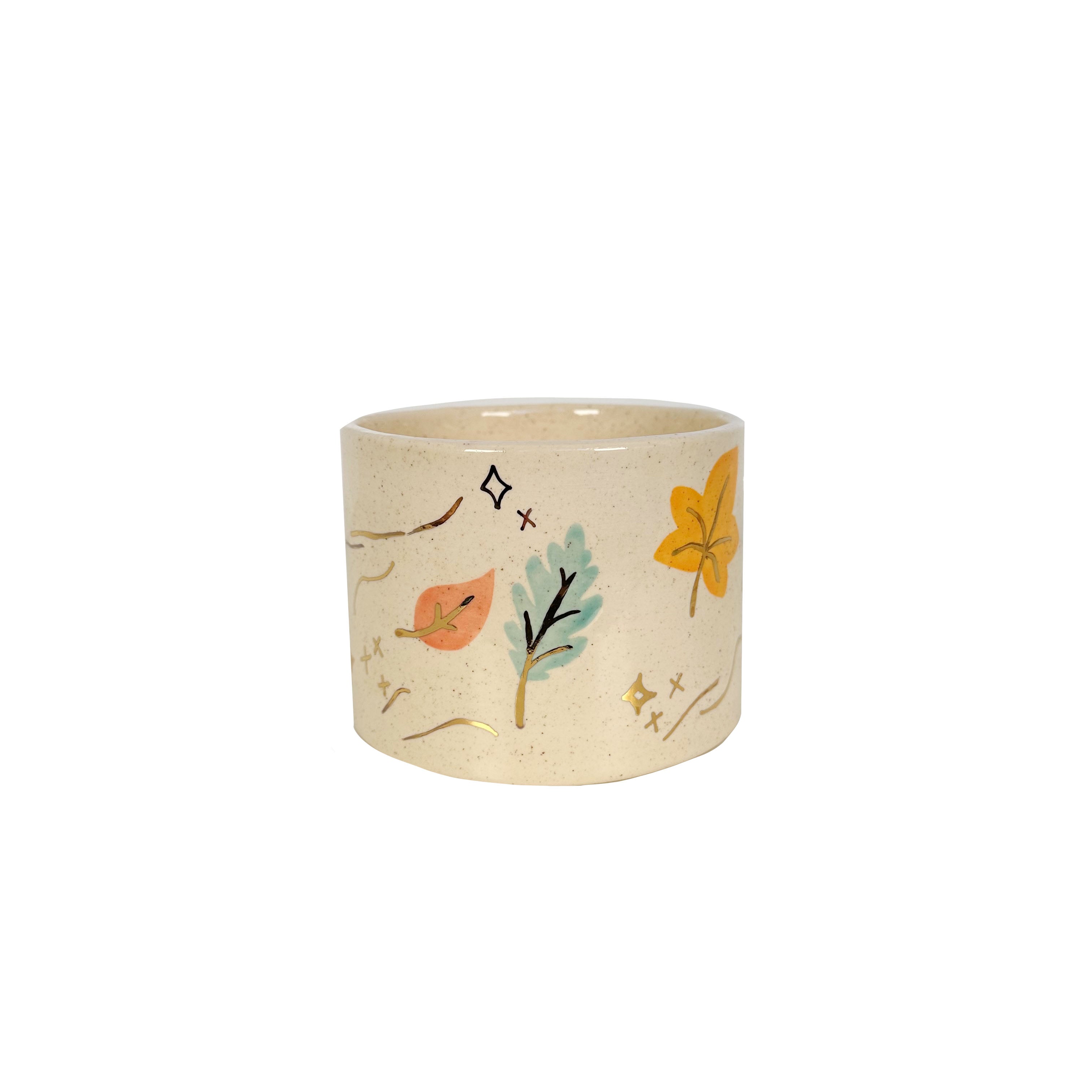 Wind & Leaves Speckled Vases with 22k Gold Accents and Optional Hand Poured Candle-zoom-5