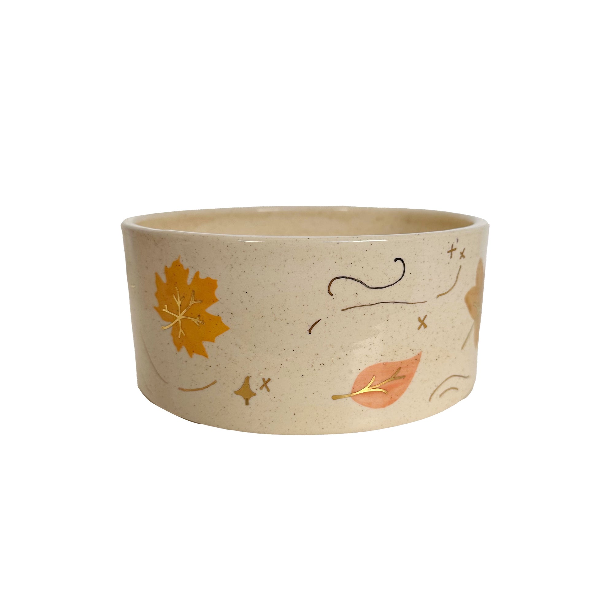 Wind & Leaves Speckled Vases with 22k Gold Accents and Optional Hand Poured Candle-7