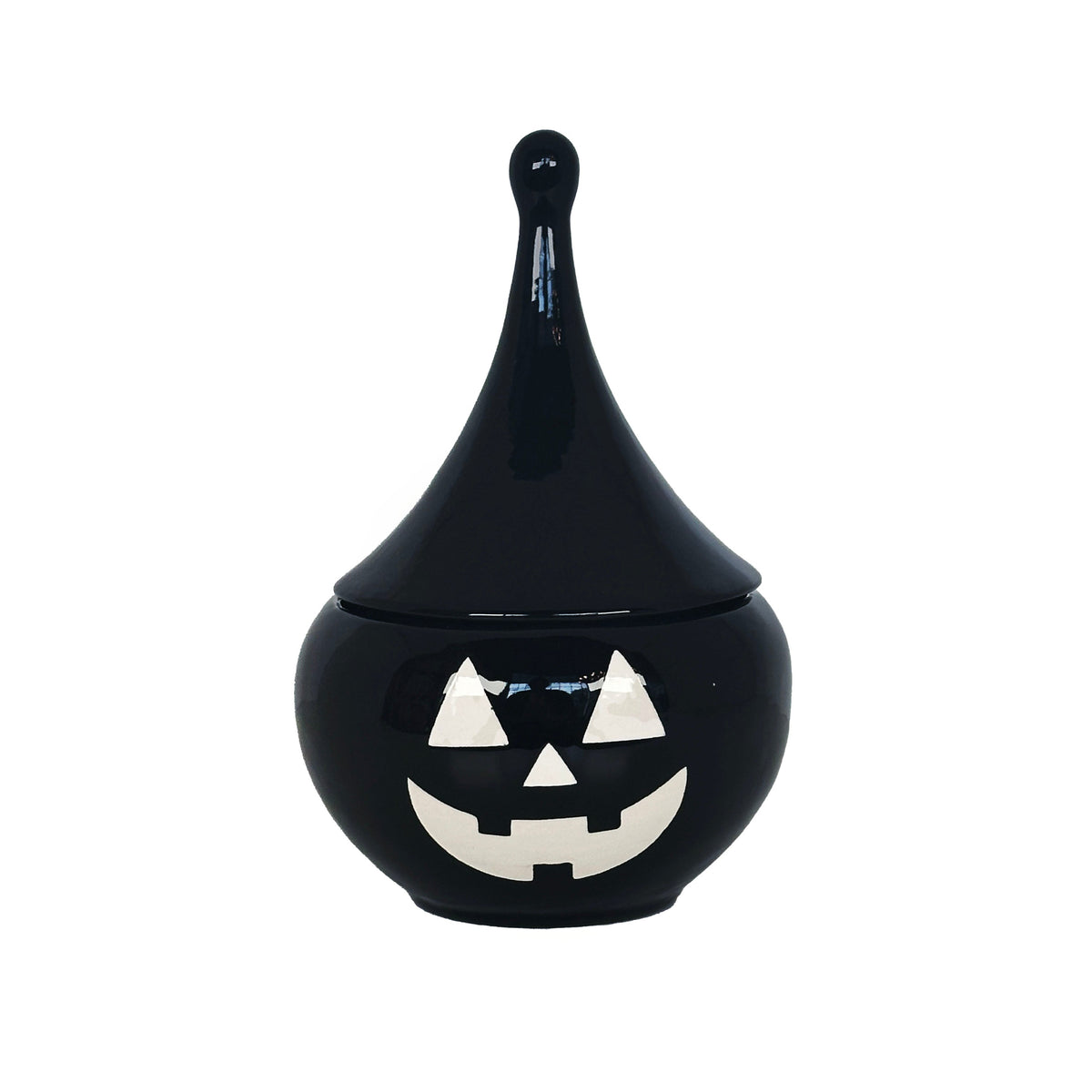 Jack-O'-Lantern Teardrop Jar in Black-1