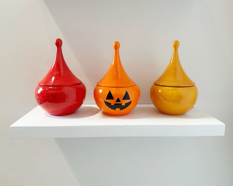 Jack-O'-Lantern Teardrop Jar in Tiki Orange-zoom-