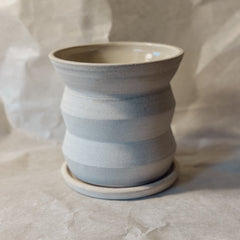 6" Angled Creme Planter with Saucer and Drainage - Aware House