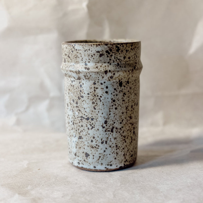 Saturn Ceramic Tumblers in Cornwall Stone | Handmade Stoneware Cups with Angled Design-zoom-