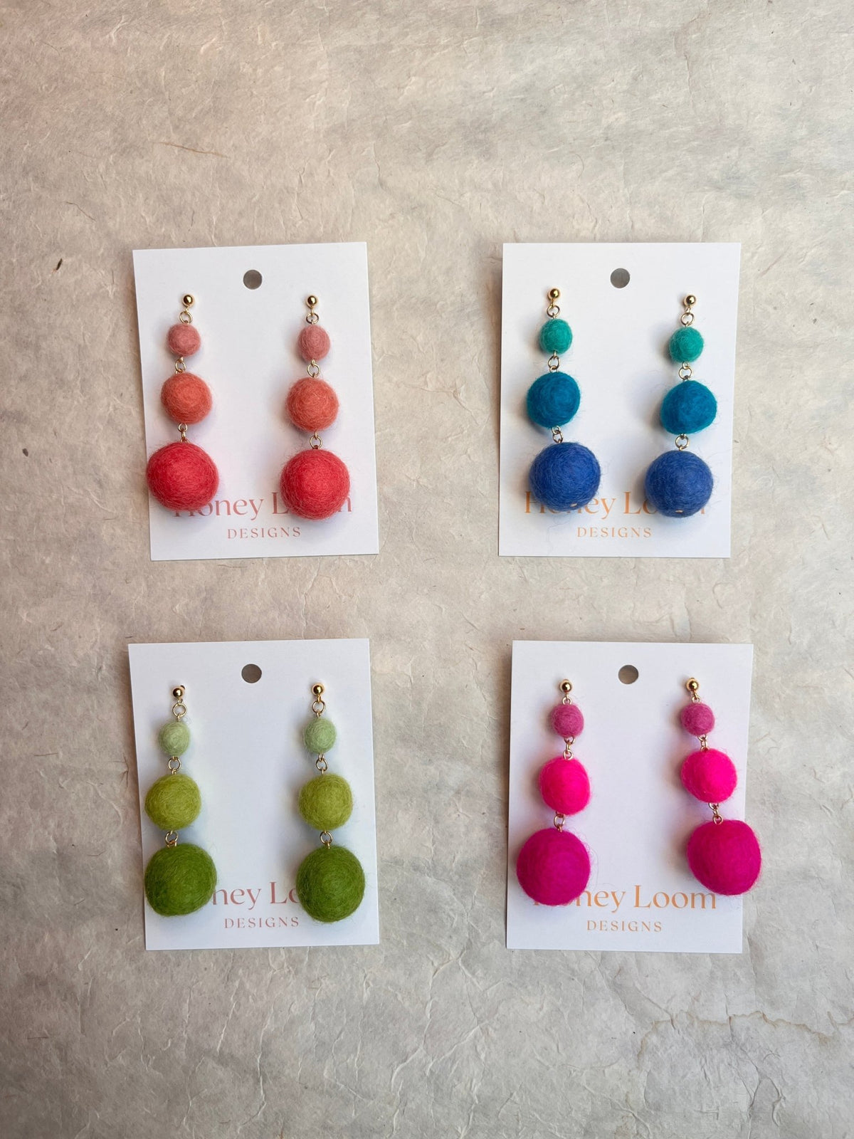 Minimalist Ombré Felt Ball Earrings - Aware House - Honey Loom Designs -