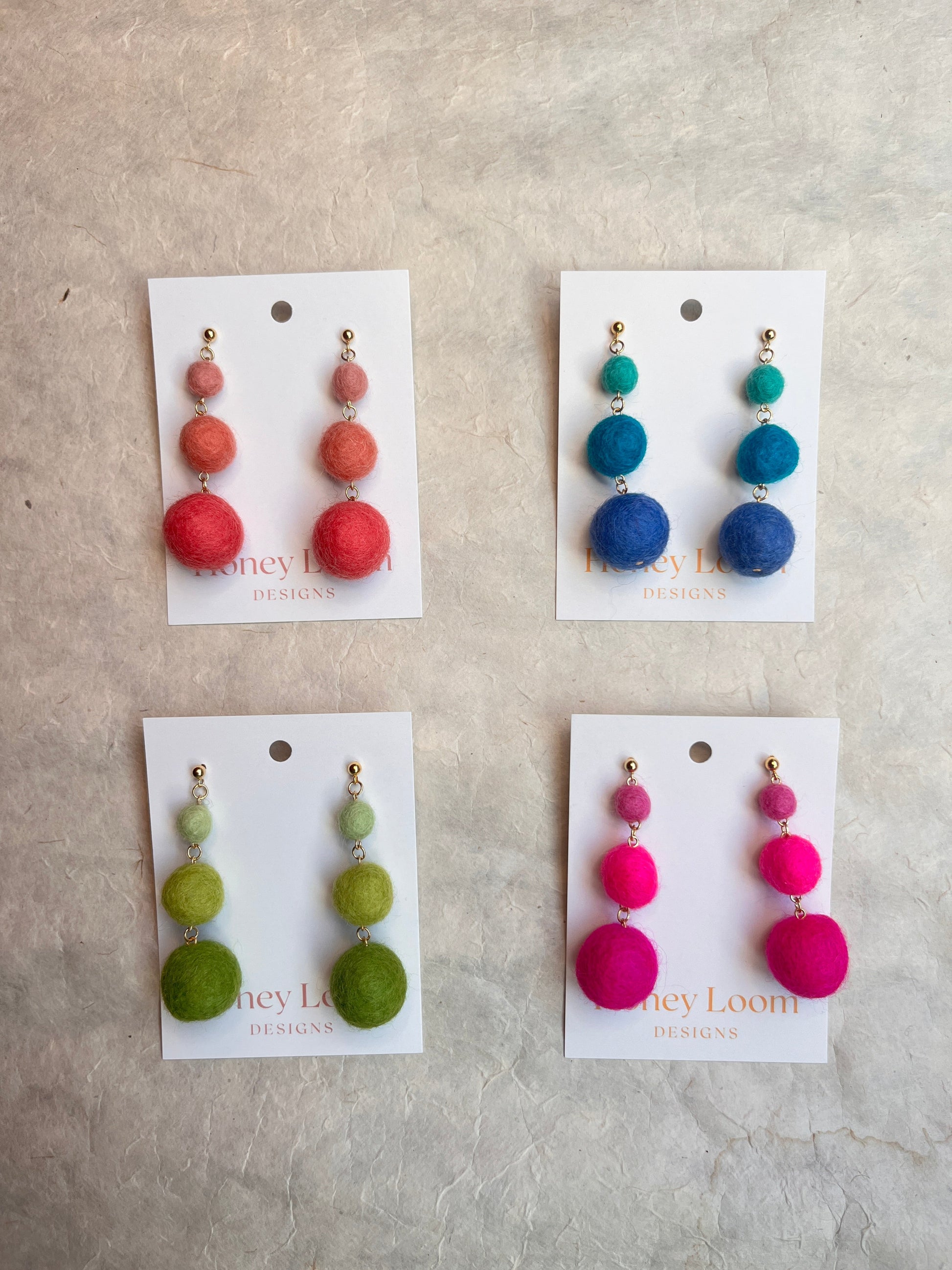 Minimalist Ombré Felt Ball Earrings-1