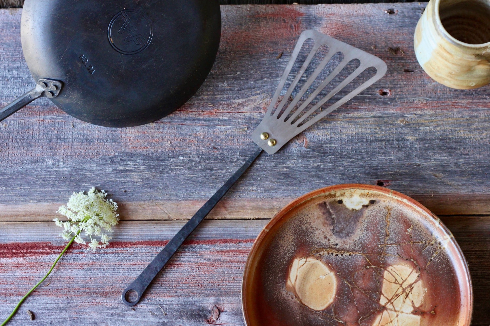 Hand Forged Fish Spatula | Flexible Slotted Cooking Turner-1