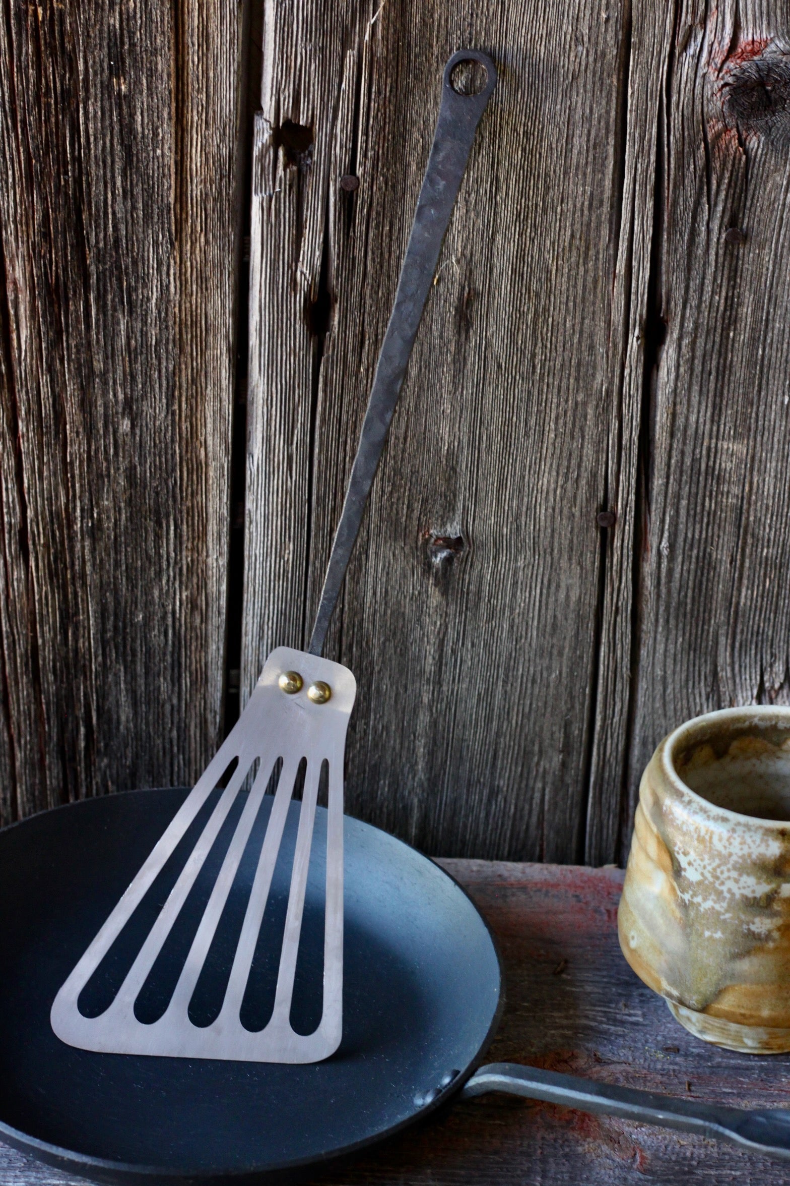 Hand Forged Fish Spatula | Flexible Slotted Cooking Turner-zoom-5