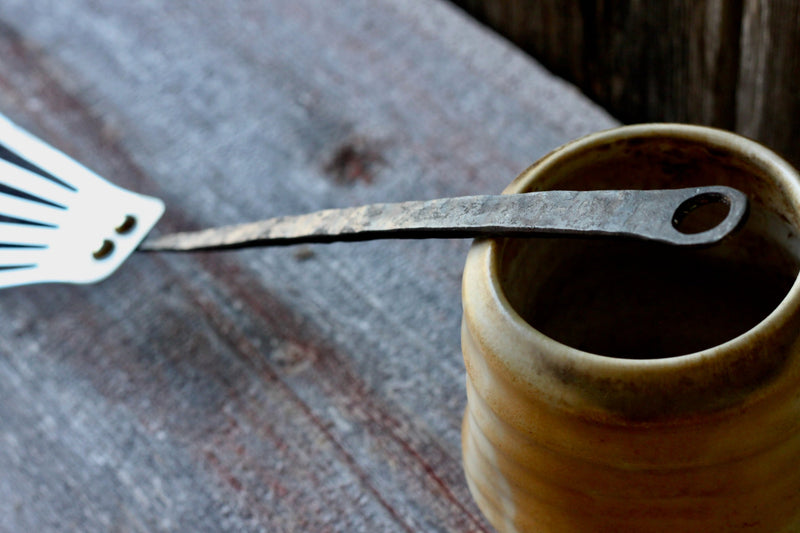 Hand Forged Fish Spatula | Flexible Slotted Cooking Turner-zoom-