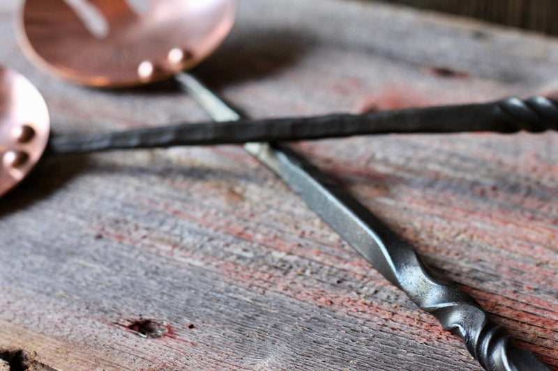 Hand Forged Copper Salad Tongs | Steel & Copper Serving Utensils-zoom-