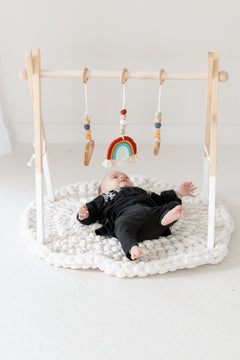 Rainbow Hanging Baby Gym Toys | Cotton & Wooden Activity Toy Set - Aware House