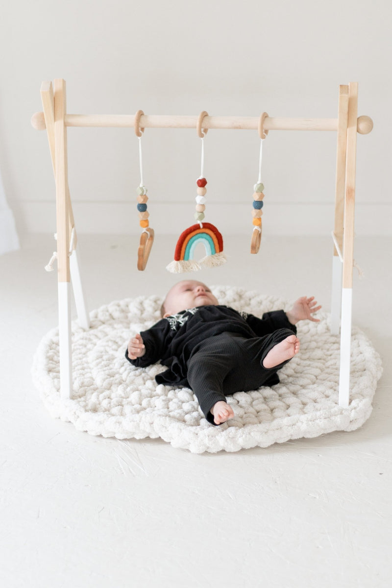 Rainbow Hanging Baby Gym Toys | Cotton & Wooden Activity Toy Set-zoom-