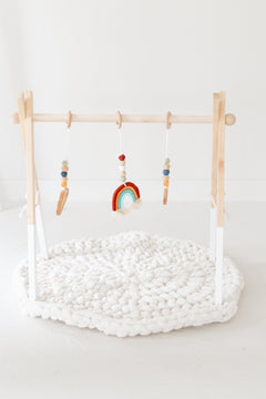 Rainbow Hanging Baby Gym Toys | Cotton & Wooden Activity Toy Set - Aware House