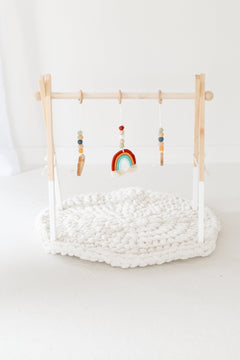 Rainbow Hanging Baby Gym Toys | Cotton & Wooden Activity Toy Set - Aware House