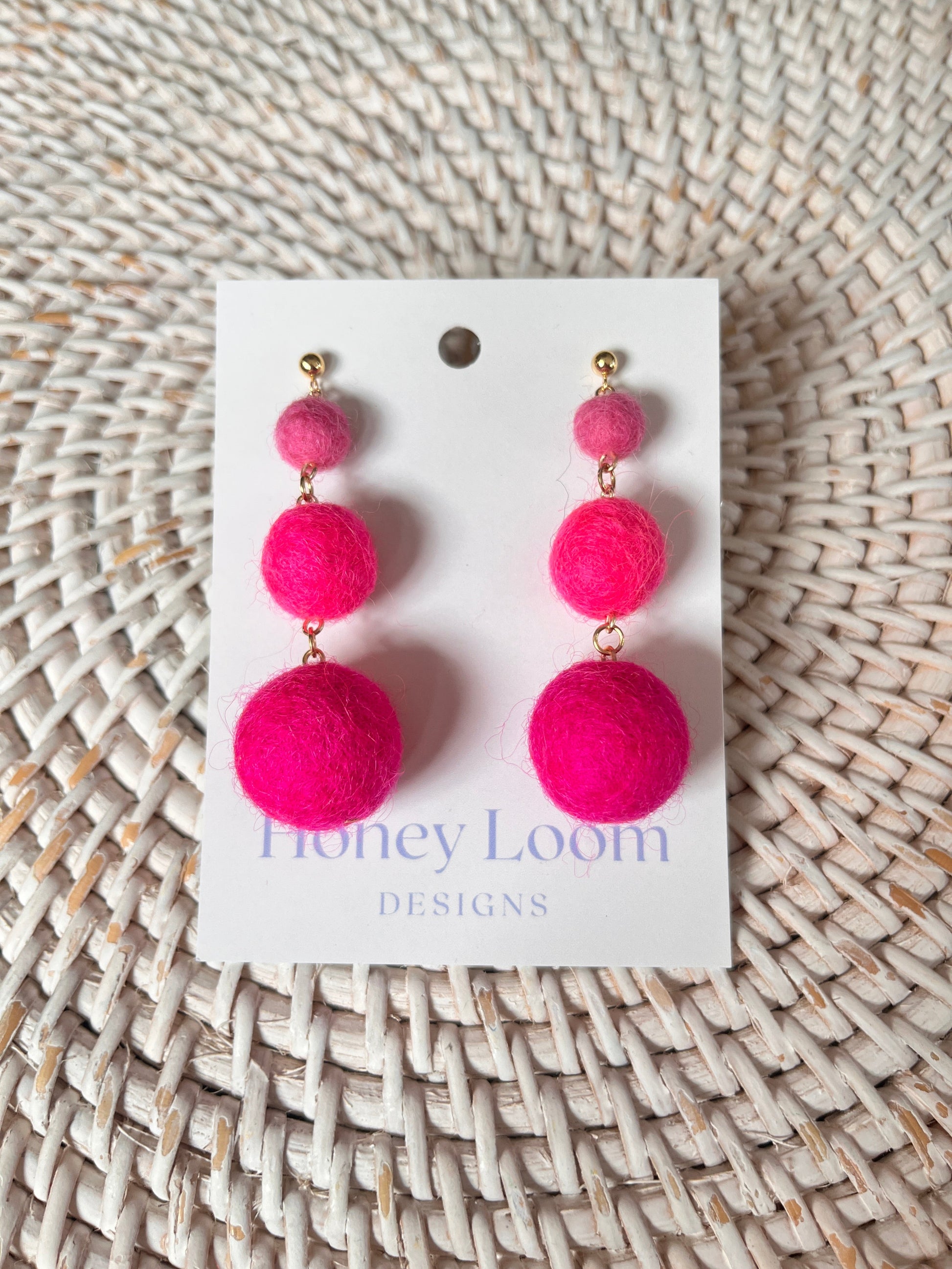 Minimalist Ombré Felt Ball Earrings-4
