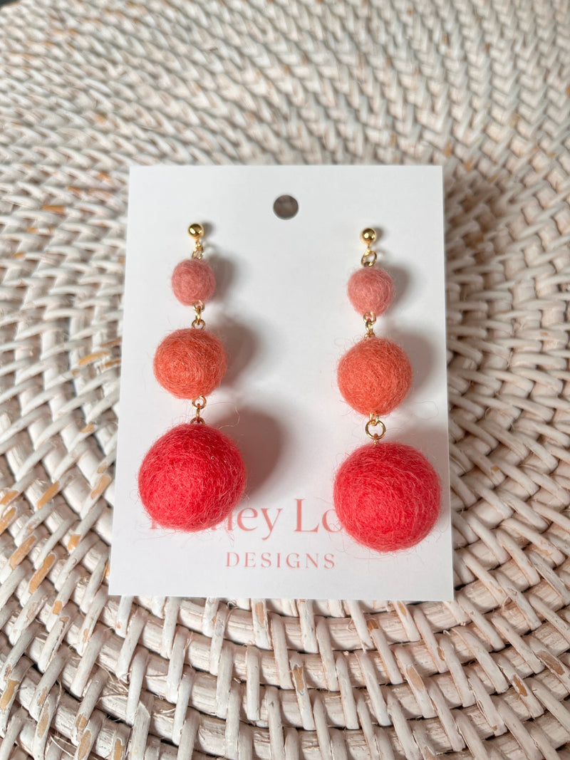 Minimalist Ombré Felt Ball Earrings-zoom-