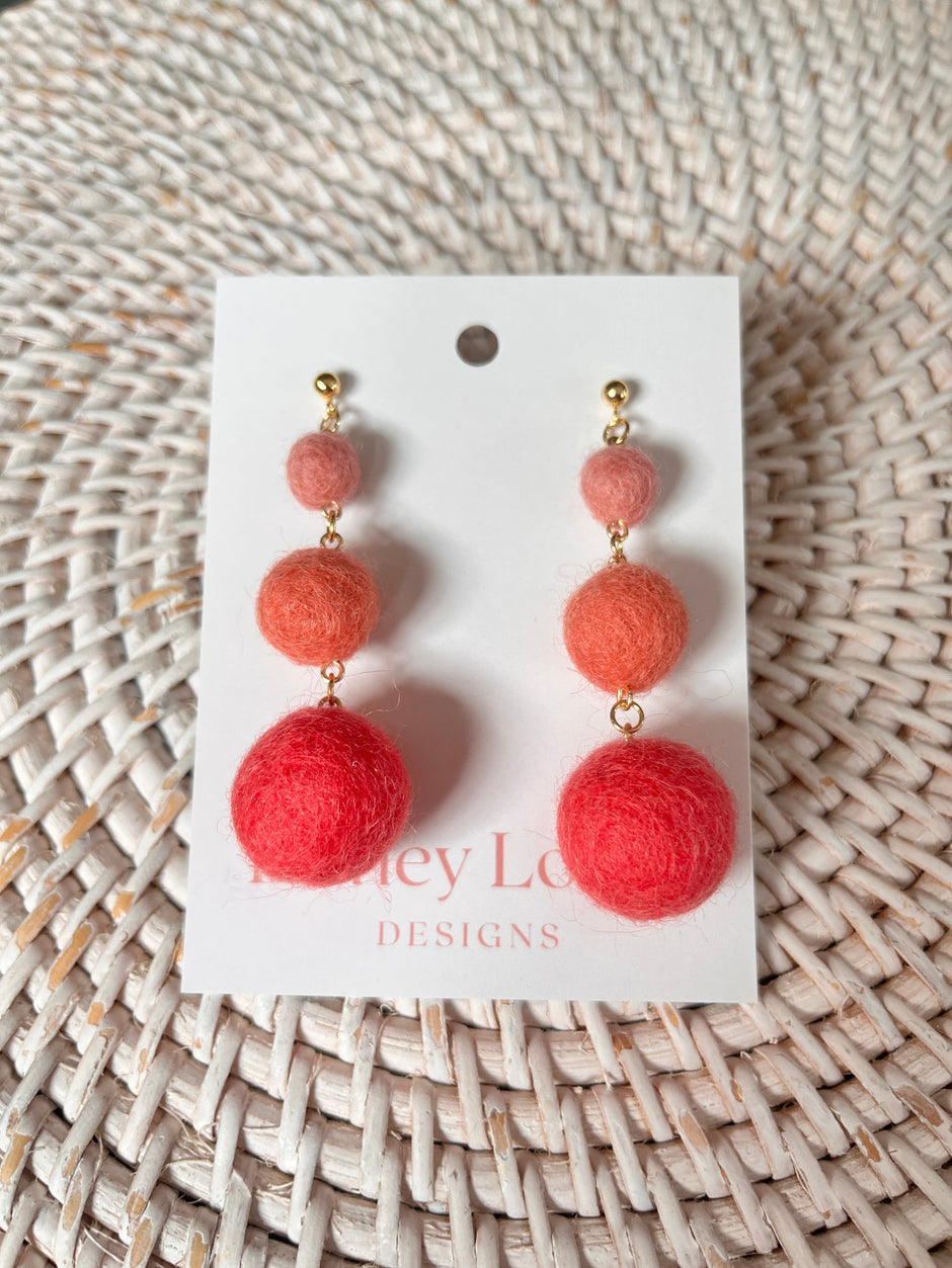 Minimalist Ombré Felt Ball Earrings