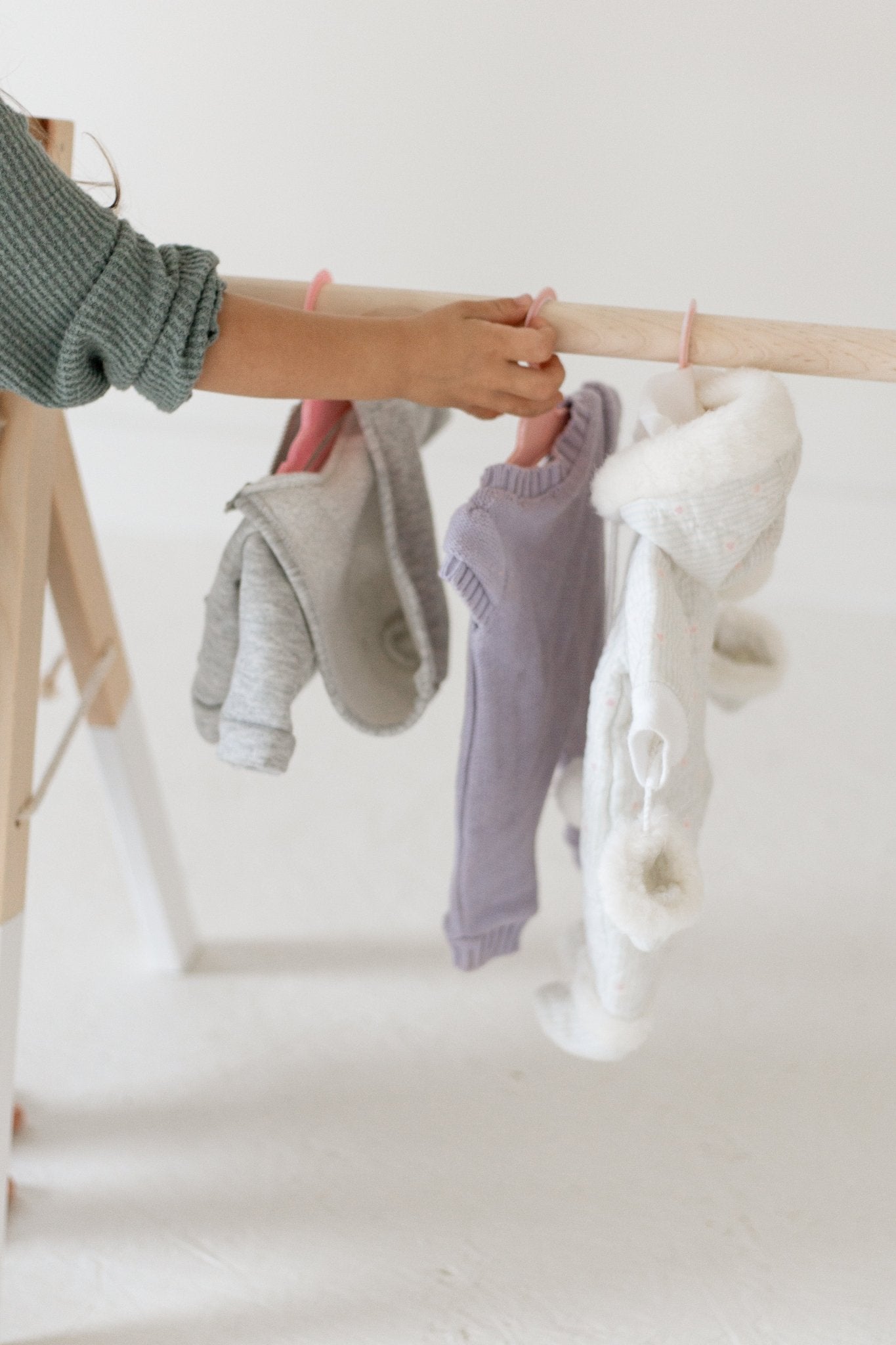 Wooden Doll Clothes Rack | Kids Dress - Up Storage - Aware House