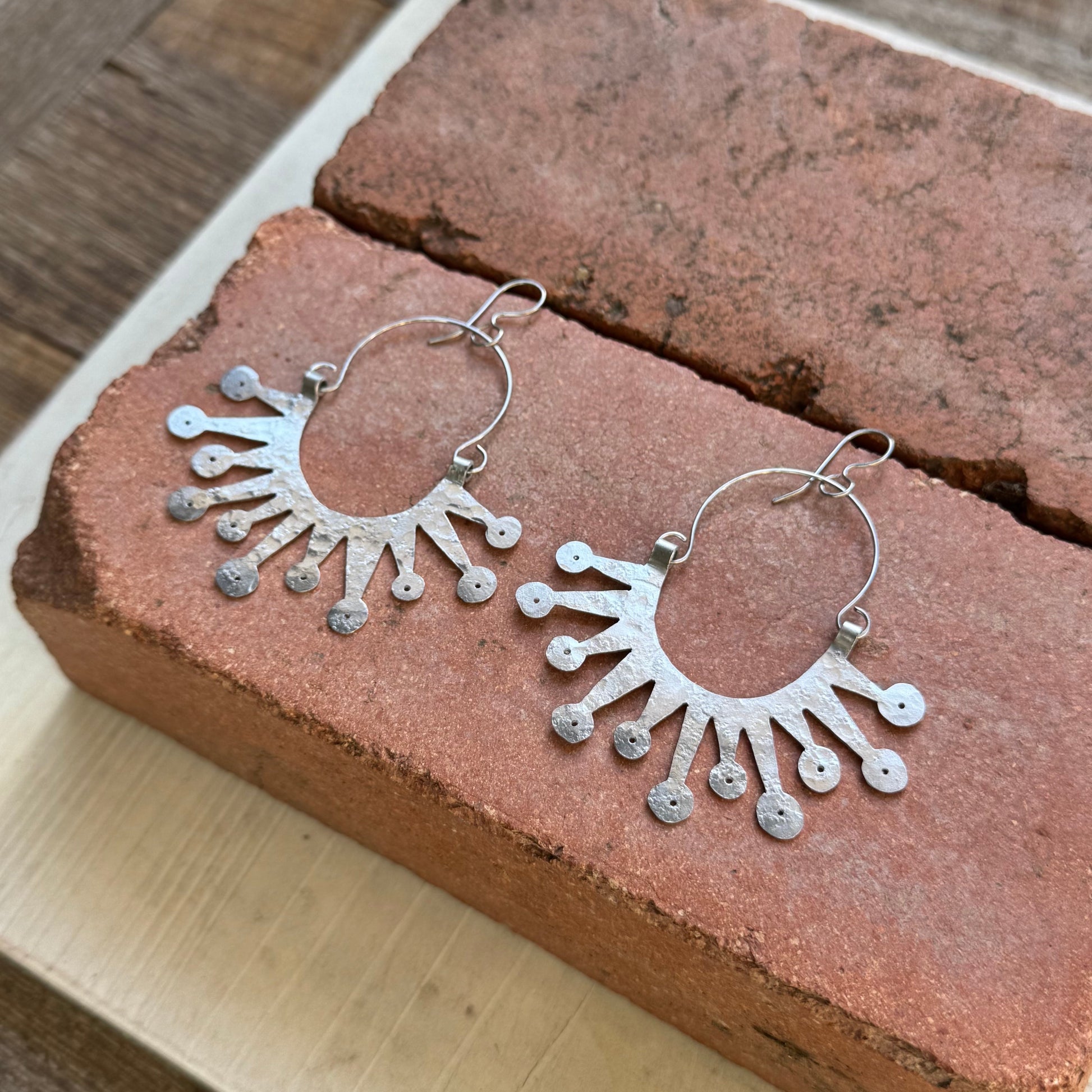 Atomic Sunburst Hoop Earrings | Mid Century Modern Inspired-8