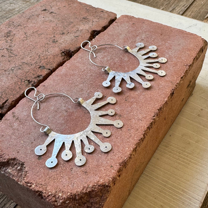 Atomic Sunburst Hoop Earrings | Mid Century Modern Inspired-zoom-