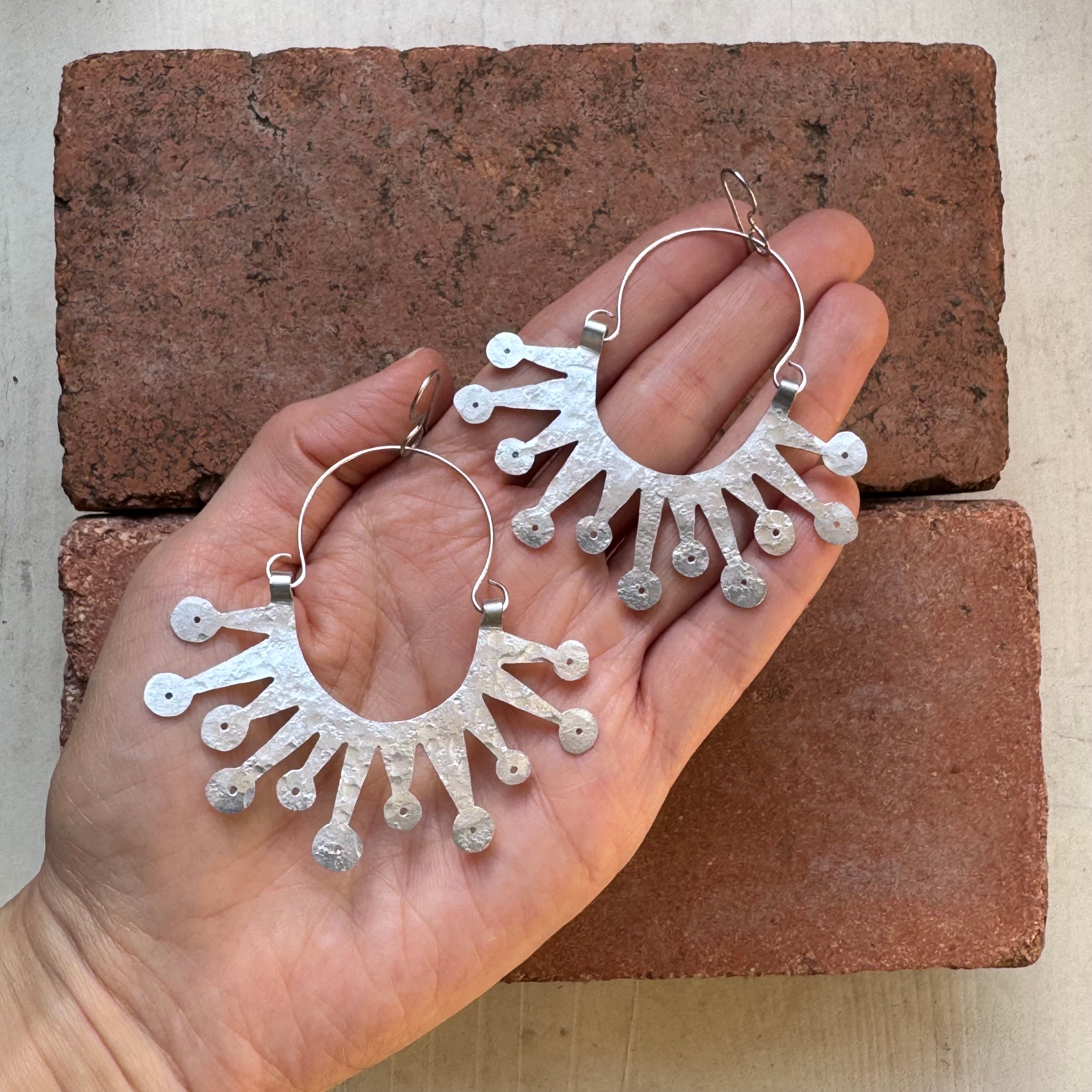 Atomic Sunburst Hoop Earrings | Mid Century Modern Inspired-zoom-12