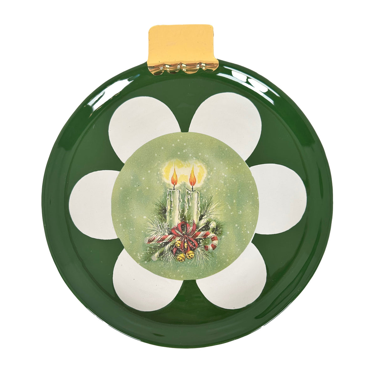 Green Christmas Candles Ornament Plate