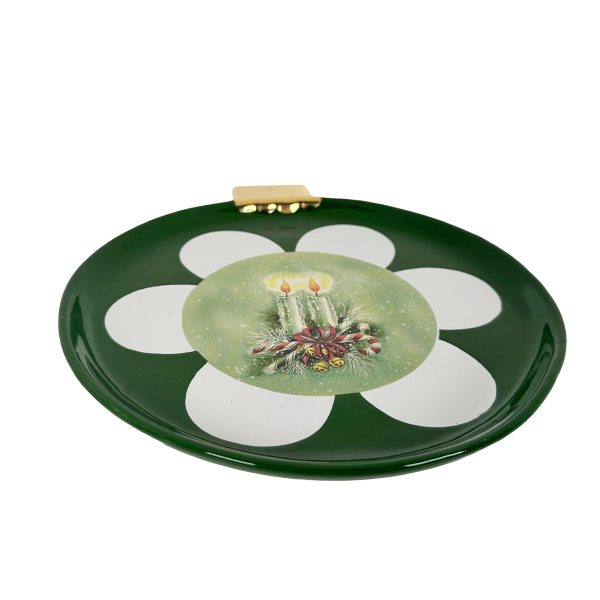 Green Christmas Candles Ornament Plate-zoom-2