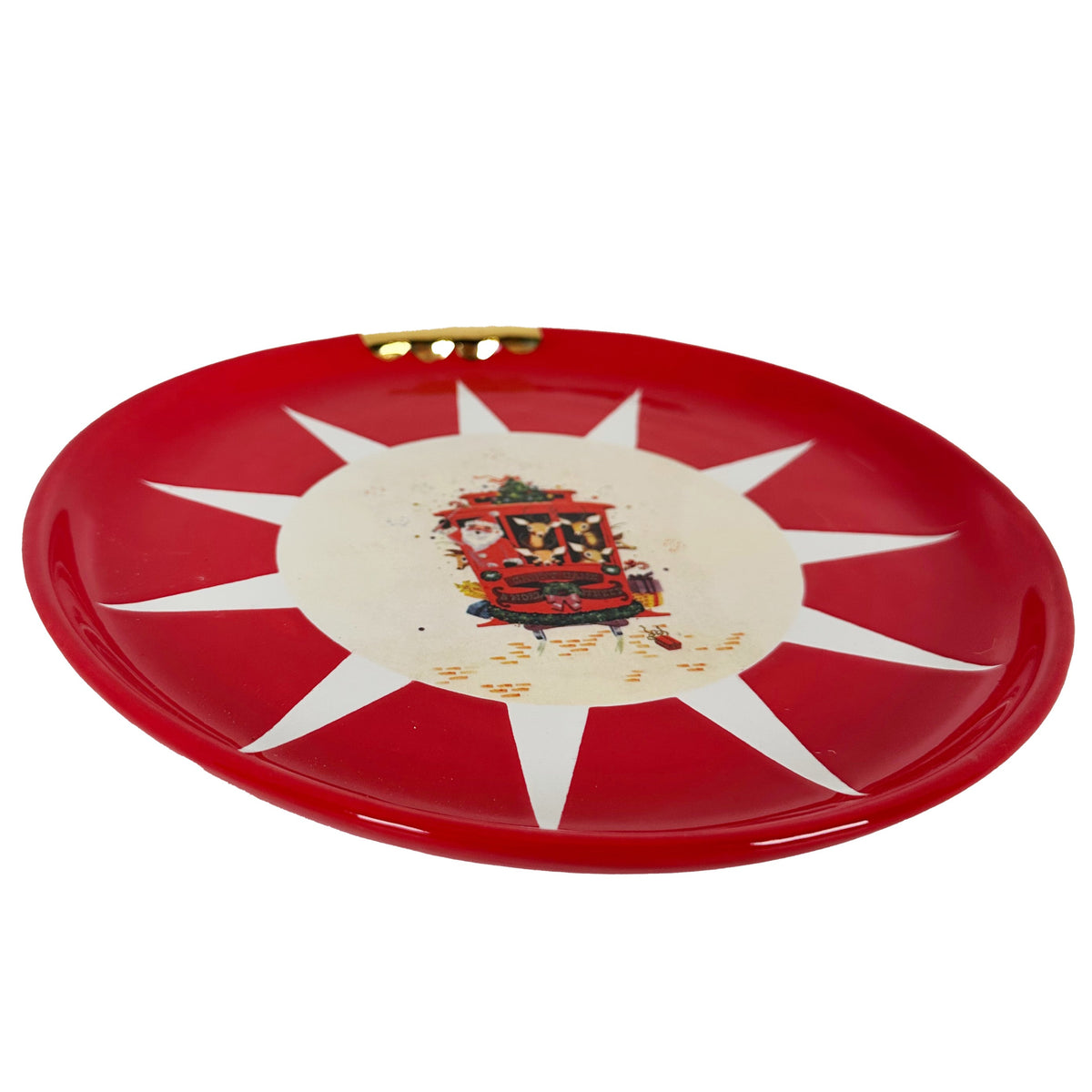 Red Santa Claus Tram Car Ornament Plate-zoom-2