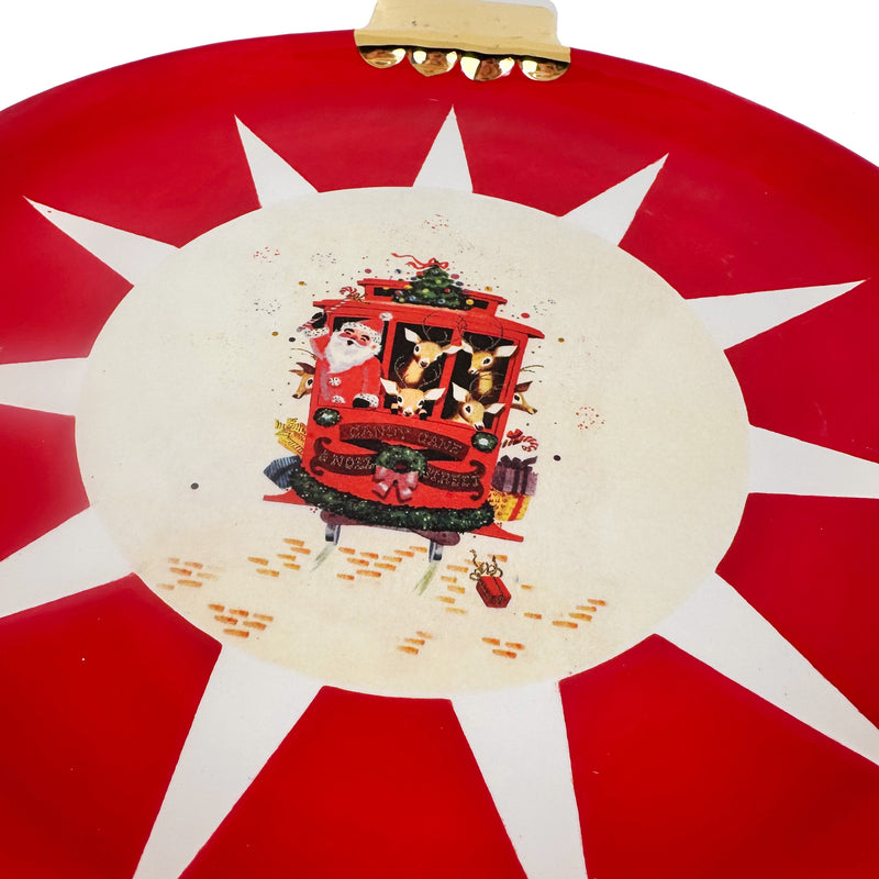 Red Santa Claus Tram Car Ornament Plate-zoom-