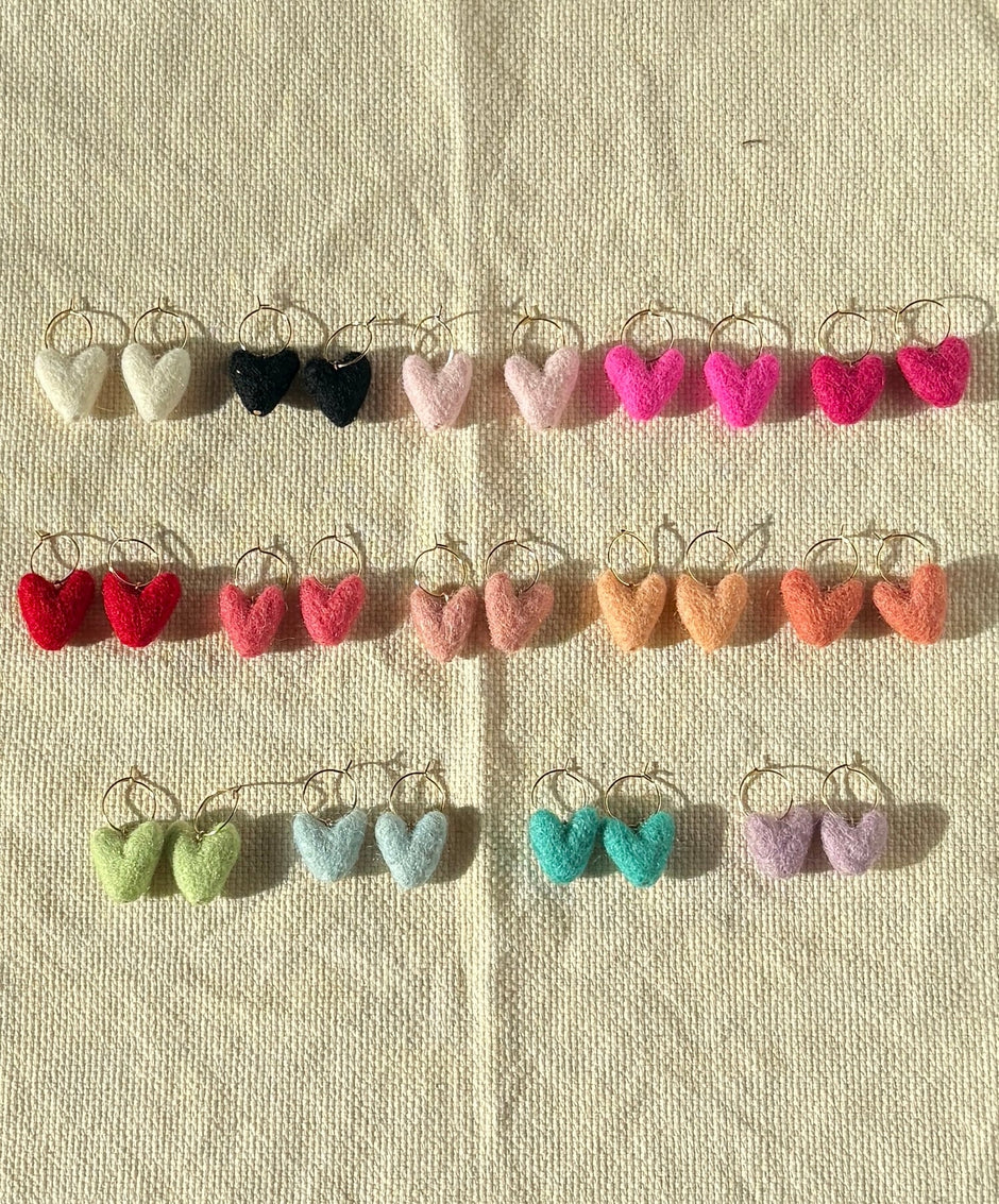 MINI Heart Felt Earrings - Aware House - Honey Loom Designs - 
