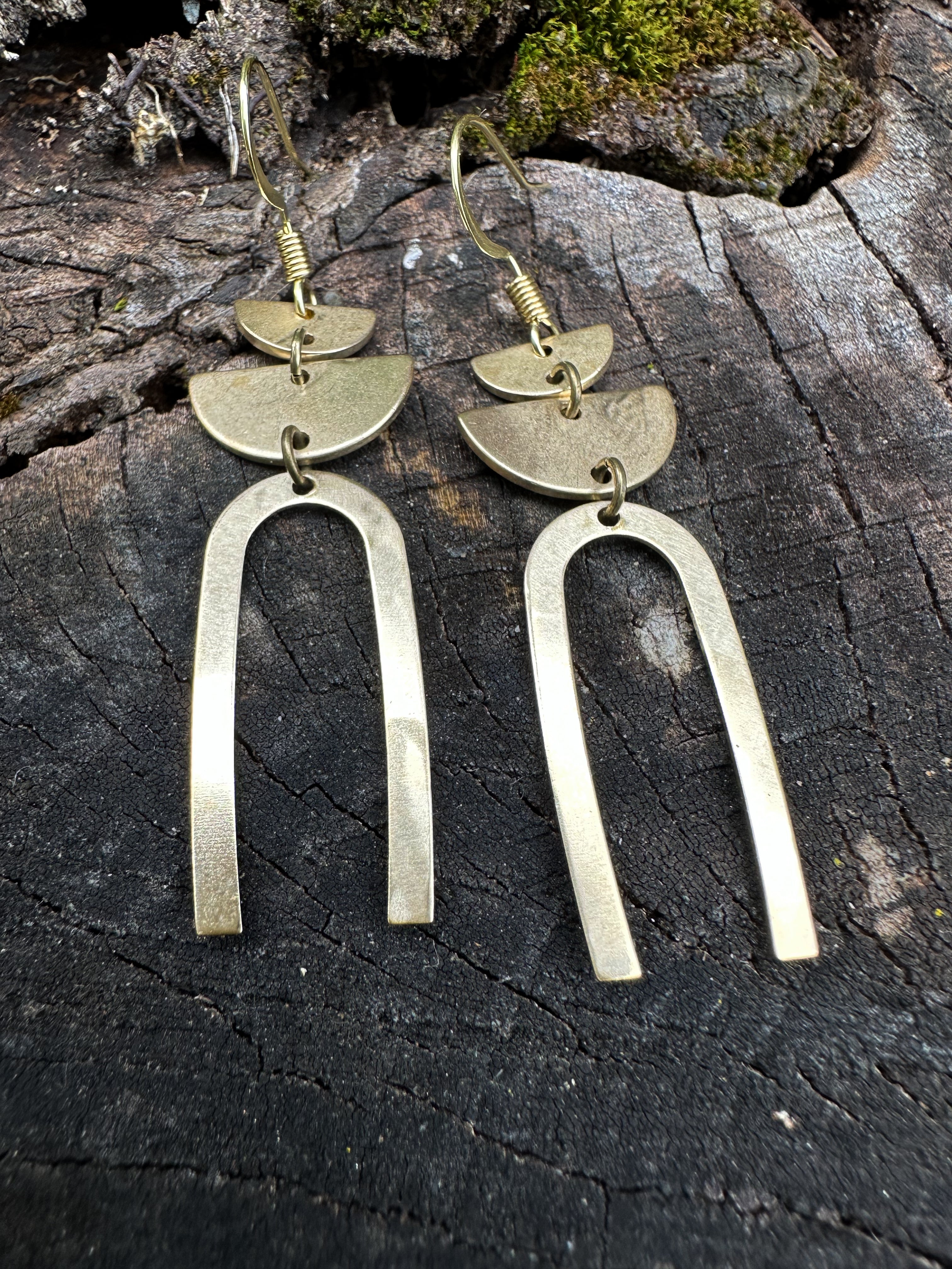 Boho Rainbow Arch Earrings | Brass