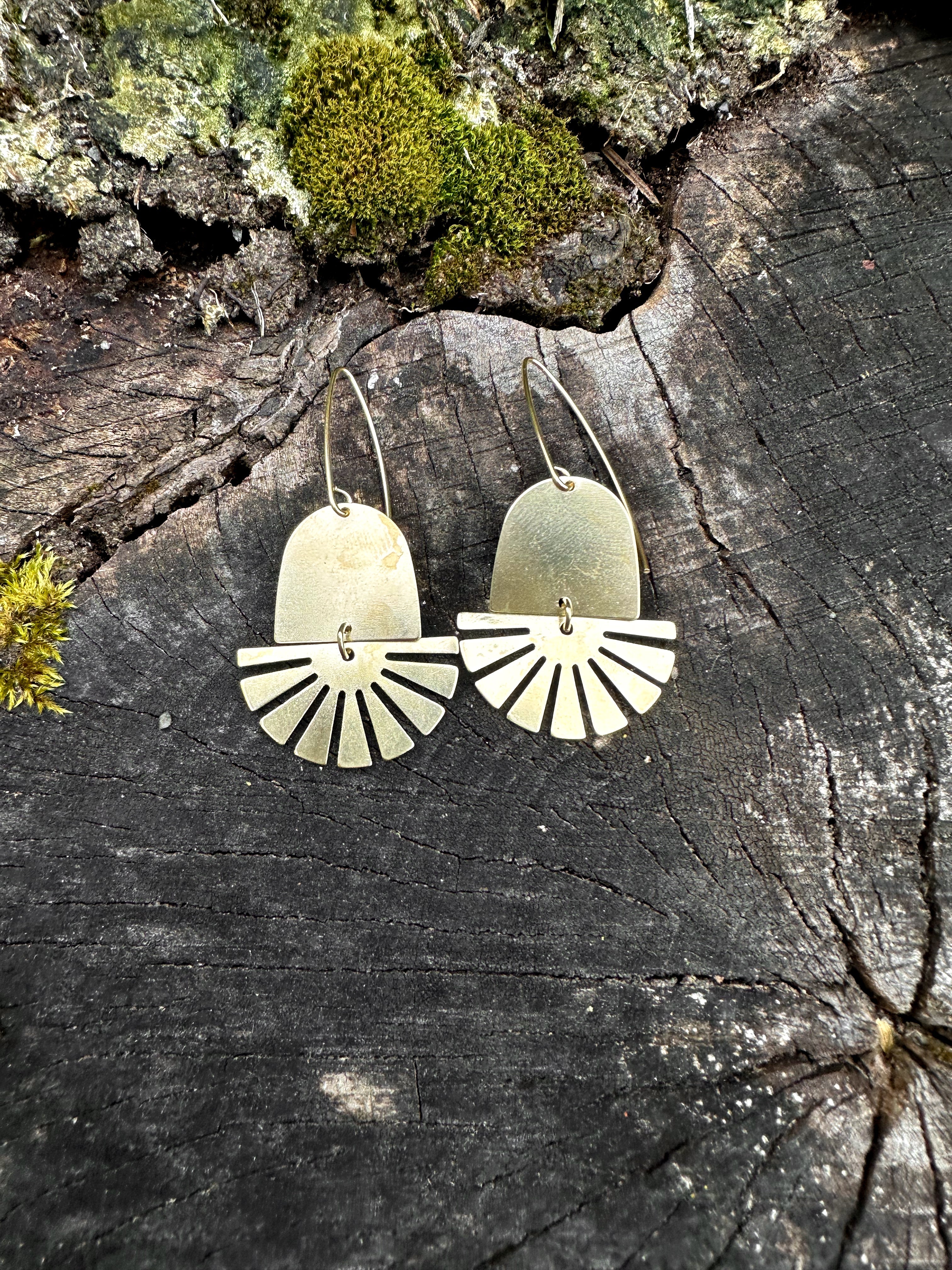 Aztec Sun Earrings | Solid Brass-zoom-2