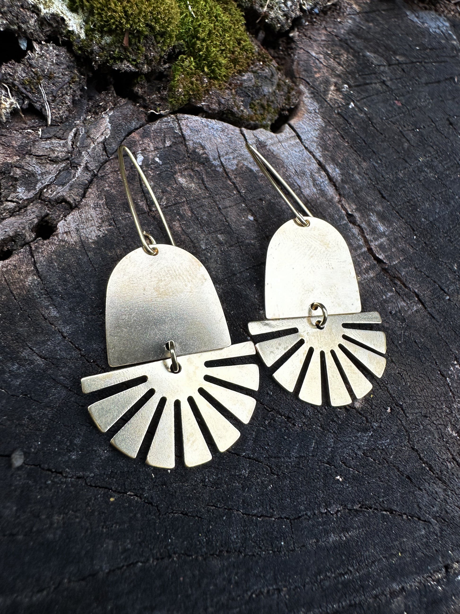 Aztec Sun Earrings | Solid Brass-3