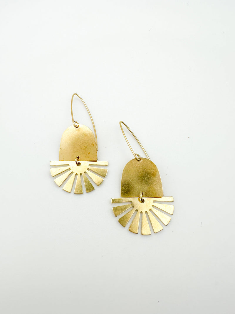 Aztec Sun Earrings | Solid Brass-zoom-