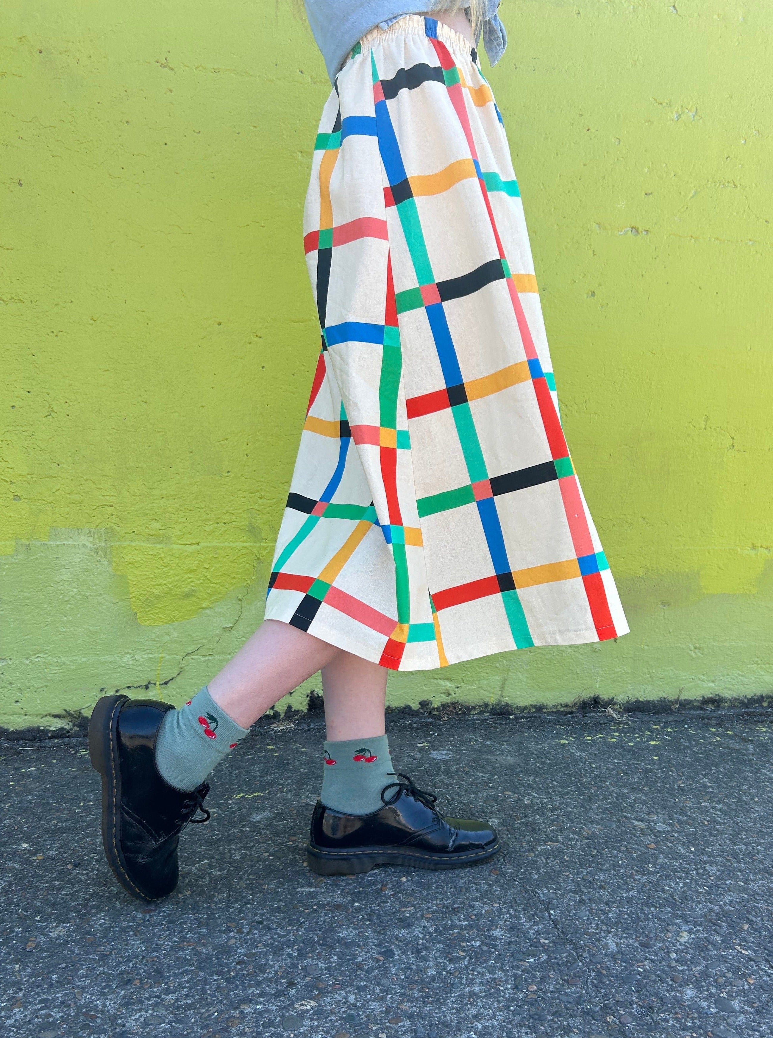 Charlie Skirt | Chunky Windowpane Cream-zoom-2
