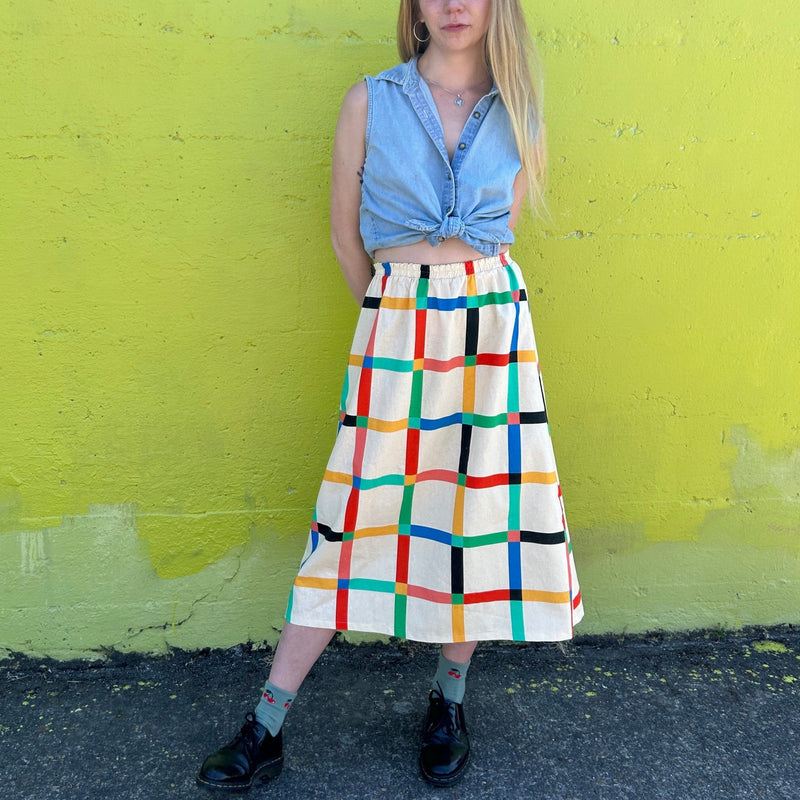 Charlie Skirt | Chunky Windowpane Cream-zoom-