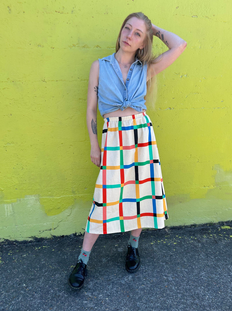 Charlie Skirt | Chunky Windowpane Cream-zoom-