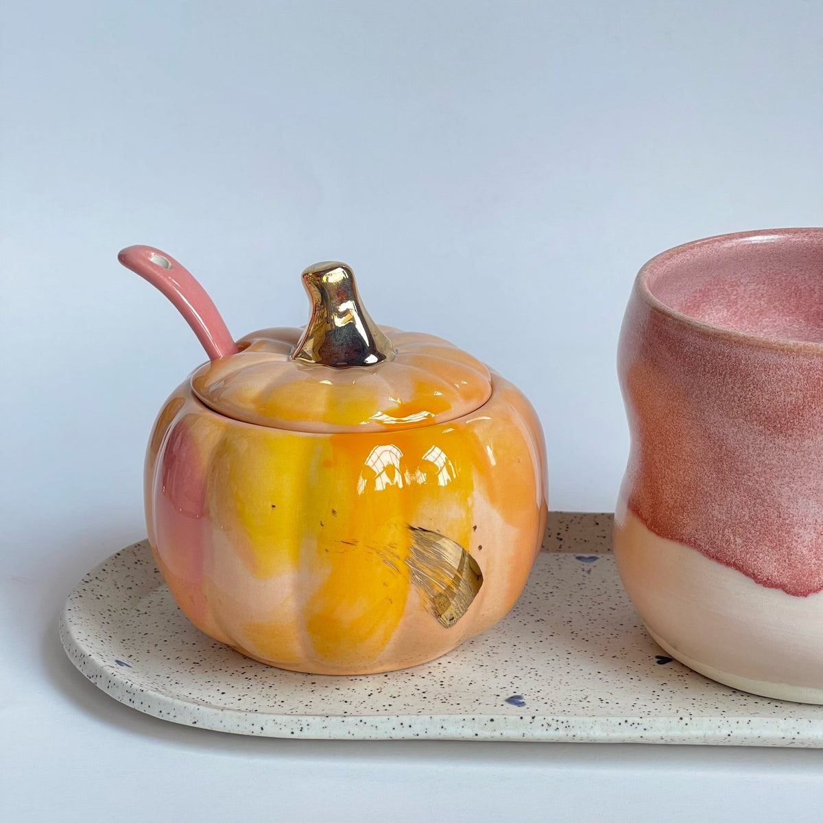 Pumpkin Sugar Pot, Spoon, and Creamer-zoom-3