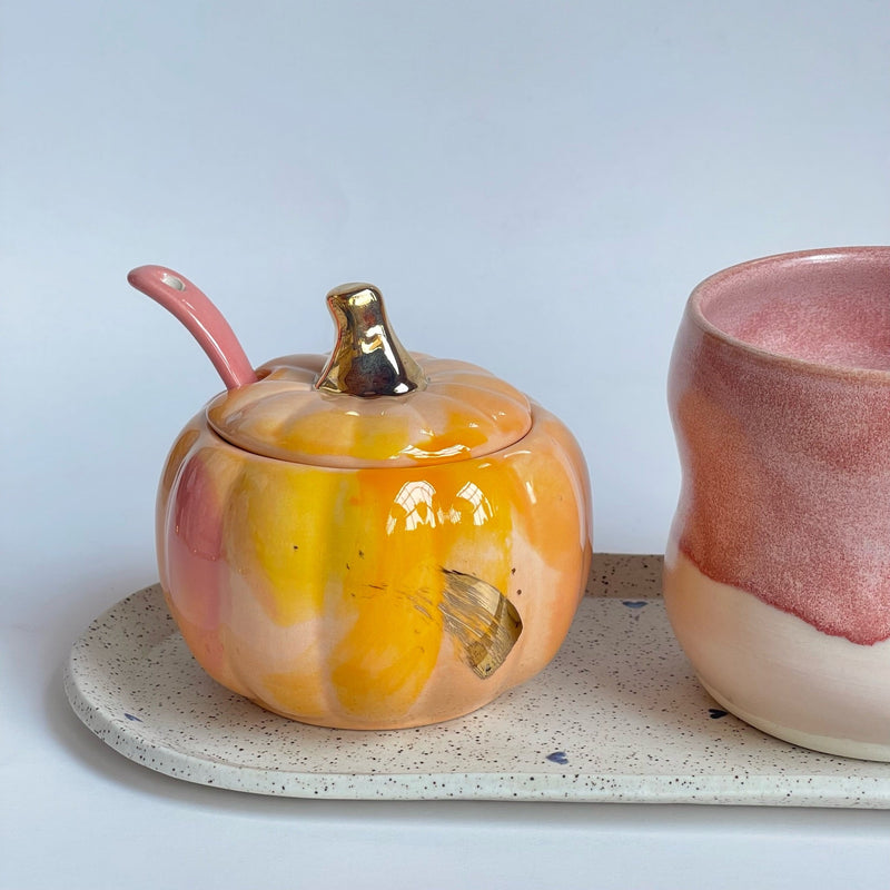 Pumpkin Sugar Pot, Spoon, and Creamer-zoom-