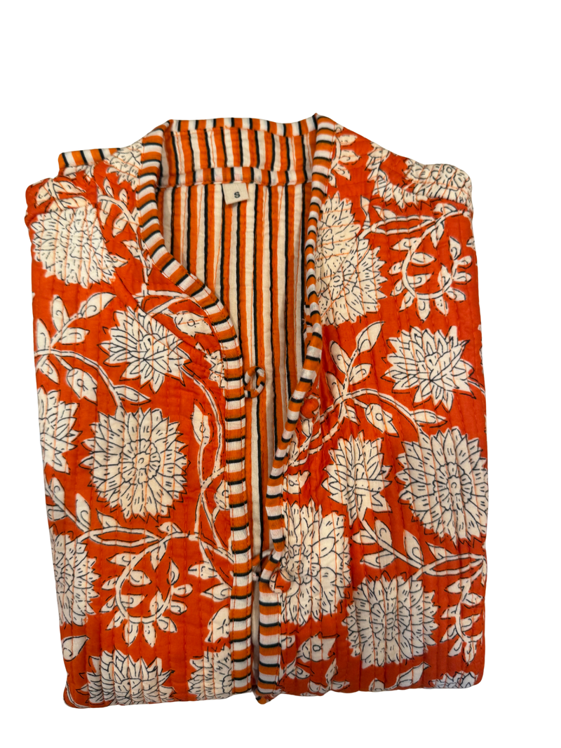 The Charlotte Jacket in Orange Floral-zoom-