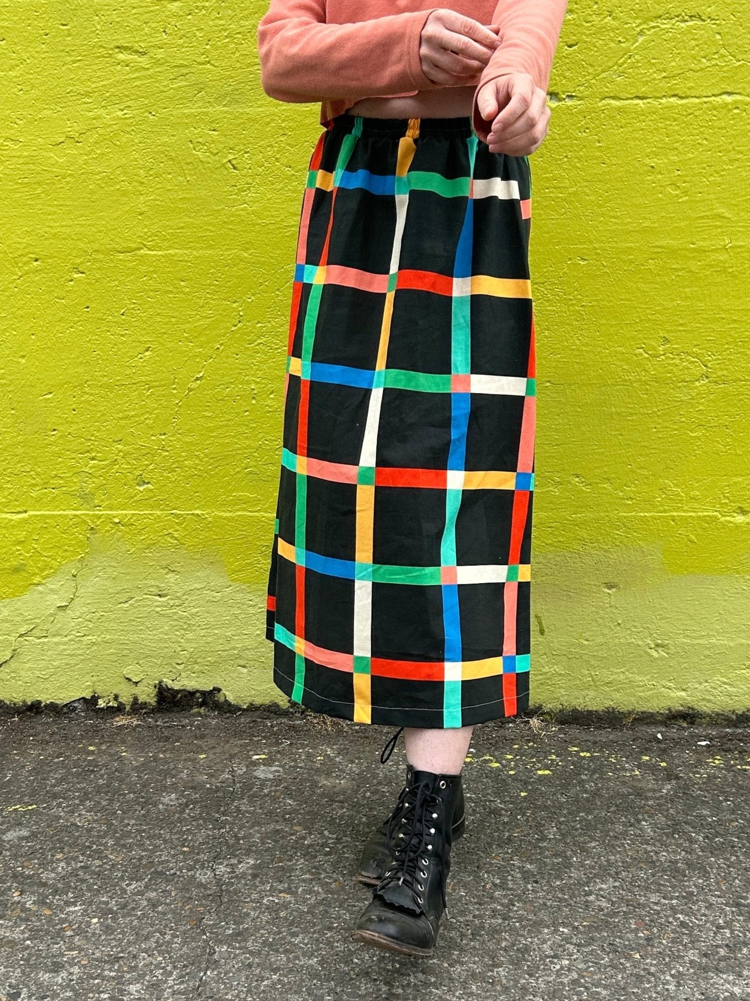 Charlie Skirt | Chunky Windowpane Black - Aware House